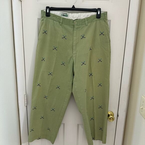 Castaway Nantucket Men’s Golf Club Icon Embroidered Pants Sz 36 Green Preppy - Picture 1 of 6